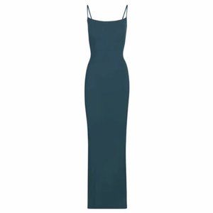 RARE Skims Ribbed Lounge Long Slip Dress Maxi - Teal